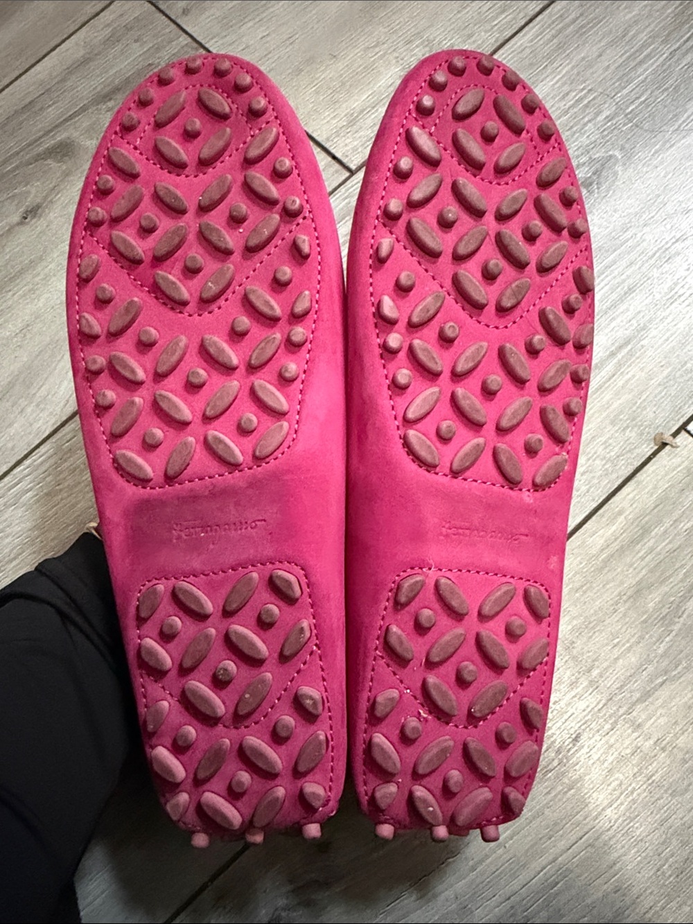 Salvatore Ferragamo Hot Pink Suede Driving Loafers - Picture 3 of 3